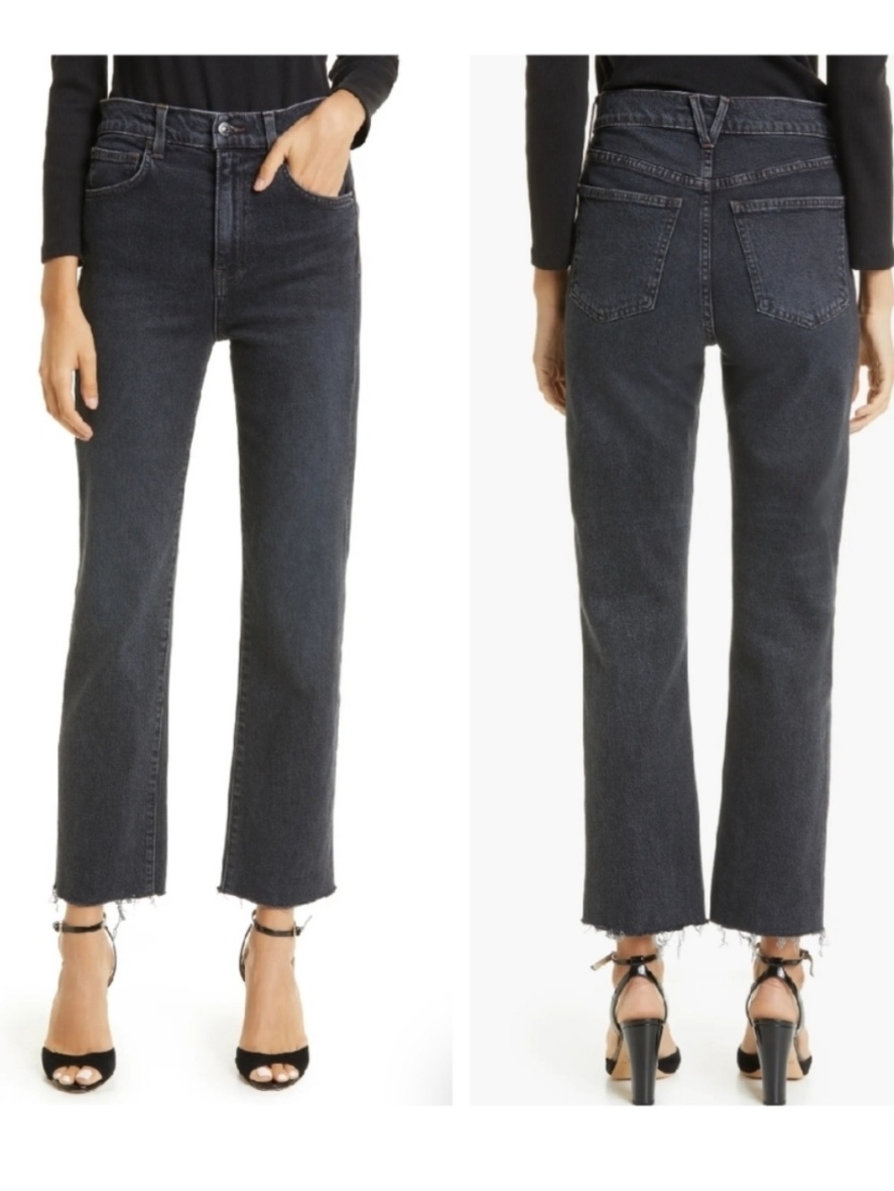 Veronica Beard Joey Straight-Leg Jeans in Washed Black Denim